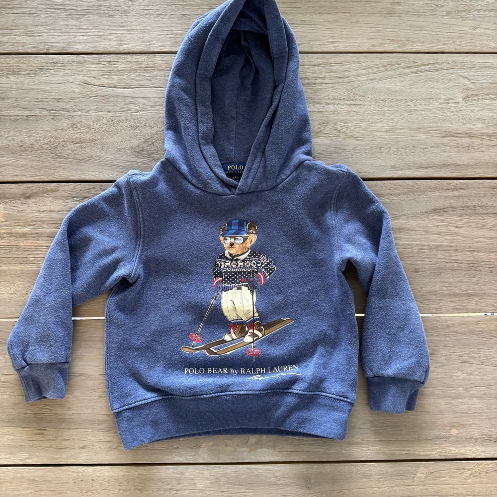 Polo by Ralph Lauren Blue Sweatshirt with Skiing Polo Bear Graphic